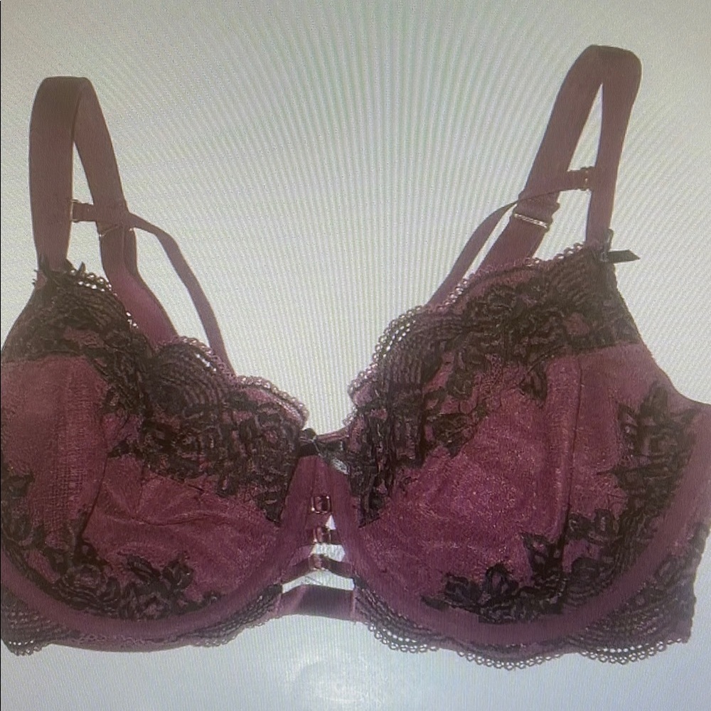 Elegant Lace Women's Bra - Purple and Black